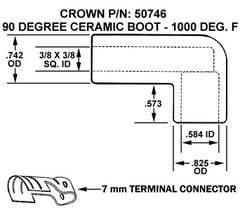 Crown Engineering 50746 90 DEGREE CERAMIC BOOT - 1000F  | Midwest Supply Us