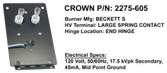 Crown Engineering 2275-605 BECKETT TRASFORMER S IGNITOR  | Midwest Supply Us
