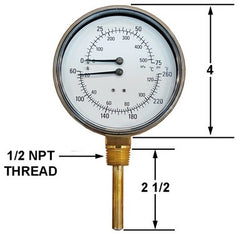 Crown Engineering 41461 TRIDICATOR GAUGE 4" DIAL, 1/2" NPT  | Midwest Supply Us