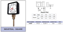 Crown Engineering 41467 TRIDICATOR GAUGE - SQUARE LM  | Midwest Supply Us