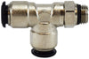 20676N | 10MM OD X 1/4 SWVL MALE RUN-T N-PLTD, Brass Fittings, Nickel Plated Push In Fittings, METRIC TUBE SWIVEL MALE RUN TEE | Midland Metal Mfg.