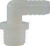 33313W | 3/4 X 1/2 (HB X MIP WHT NYLN ELB), Plastic Fittings, Plastic Hose Barbs, Elbow Hose ID x Male Pipe | Midland Metal Mfg.