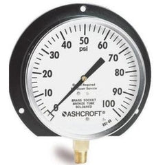 Ashcroft 45W1000H02LXAP300 Pressure Gauge 1000 300PSI 4-1/2" Diameter 1/4" NPT Lower Bourdon Tube Stem Mount  | Midwest Supply Us