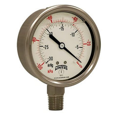 Winters Instruments PFQ802R1 Pressure Gauge 2.5 Inch 30PSI 1/4 Inch NPT Lower Liquid Filled  | Midwest Supply Us