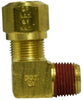 38109 | 1/2 X 3/8 (NAB X MIP LONG ELBOW), Brass Fittings, D.O.T. Air Brake Nylon Tubing, Male Long Elbow | Midland Metal Mfg.