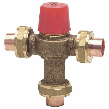 Watts LF1170US-12 Control Valve Hot Water Temperature 1/2 Inch Union Sweat Lead Free Brass 150 Pounds per Square Inch 90 to 160 Degrees Fahrenheit  | Midwest Supply Us