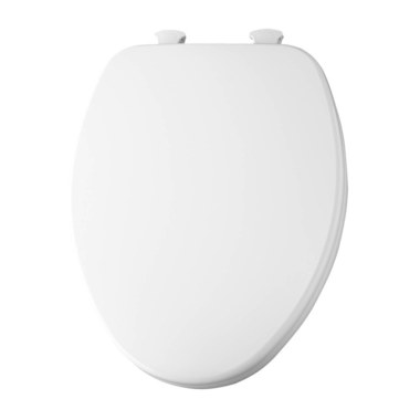Church Seats 585EC000 Toilet Seat Elongated Closed Front with Cover Wood White for Residential Toilet Easy Clean Hinges  | Midwest Supply Us