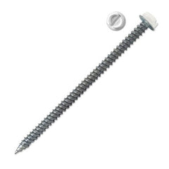 Malco Tools HW8X2ZWT Hex Screw Zip-In Slotted 8 x 2 Inch White 250 Pack Steel for Sheet Metal  | Midwest Supply Us