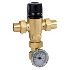 Hydronic Caleffi 521619A Mixing Valve MixCal 521 Adjustable 3-Way Thermostatic with Gauge 1 Inch Low Lead Brass Sweat Union 200 Pounds per Square Inch  | Midwest Supply Us