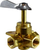 46247 | 1/4 3 WAY SOL BOT VALVE LESS CL, Brass Fittings, Specialty Valves Brass Fittings, Less Click 3 Way Ball Valve | Midland Metal Mfg.
