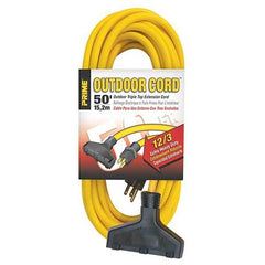 Construction Electrical Products 4188SW8802 Extension Cord Triple Tap 50 Feet 12/3AWG Yellow PVC SJTW  | Midwest Supply Us