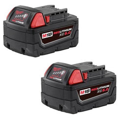 Milwaukee 48-11-1852 Battery Pack M18 Redlithium XC5.0 Extended Capacity 2 Pack 7.45W x 3.4H x 13.35D Inch  | Midwest Supply Us