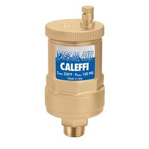 Caleffi 551004A Air Separator Discal 551 Automatic Air Vent 1/2 x 3/4 Inch Brass FNPTxMNPT 150 Pounds per Square Inch  | Midwest Supply Us