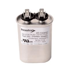 DiversiTech 45100HU Motor Run Capacitor, Oval, 10MFD, 370v /440v  | Midwest Supply Us