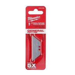 Milwaukee 48-22-1905 Utility Knife General Purpose Blades 5 Pack 5.8W x 0.25H x 1.85D Inch  | Midwest Supply Us