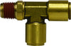 710604S | 3/8X1/4 (PI X MIP DOT SWVL RUN TEE), Brass Fittings, D.O.T. Push In, Male Swivel Run Tee | Midland Metal Mfg.