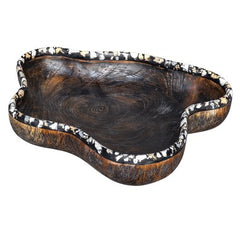 Uttermost 17744 Bowl Chikasha Billy Moon Wooden Large 14.95W x 2.95H x 12.6D Inch Teak/Black/White  | Midwest Supply Us