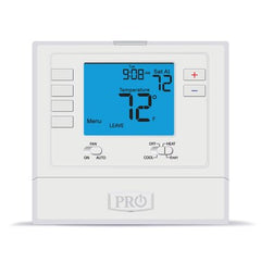 Pro1Iaq T725 Thermostat 24 Volt 2 Heat/1 Cold Heatpump 1 Heat/1 Cold Conventional 5/2 Day or Programmable White 41-95 Degrees Fahrenheit Digital 4 Inch Display  | Midwest Supply Us