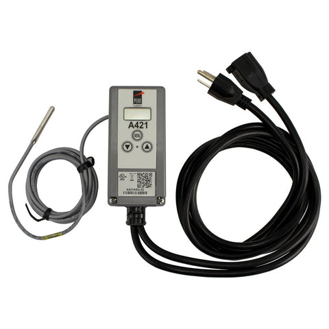 Johnson Controls A421ABG-02C Single Stage Temp Controller with Sensor & Power Cords, 120VAC, NEMA1, 6' 7" lead, -40 to 212F, HTG/CLG  | Midwest Supply Us