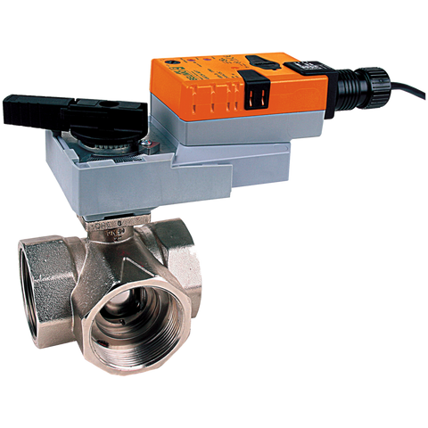 Belimo B340L+ARB24-3 Ball Valve | 1.5" | 3 Way | 57 Cv | w/ Non-Spg | 24V | Floating  | Midwest Supply Us