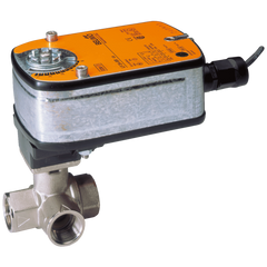Belimo B320L+LF120 US Ball Valve | 0.75" | 3 Way | 12.8 Cv | w/ Spg Rtn | 120V | On/Off  | Midwest Supply Us