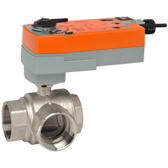 Belimo B332L+AFRBUP Ball Valve | 1.25" | 3 Way | 34 Cv | w/ Spg Rtn | 24 -240V | On/Off  | Midwest Supply Us