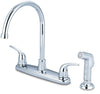 BHN-G11C | Baldor Hanford Two Handle Kitchen Faucet High Arc Chrome W/ Side Spray | Everflow