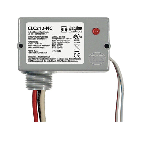 Functional Devices CLC212-NC Enclosed Light Controller Relay 10 Amp SPST-N/C, Separated Class 2 Dry Contact Input, 120-277 Vac Power  | Midwest Supply Us