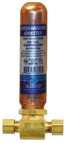 Everflow HR-AA-38COMP-NL EVERFLOW AA WATER HAMMER ARRESTER 3/8" OD COMP X 3/8" OD FEMALE COMP TEE LEAD FREE  | Midwest Supply Us