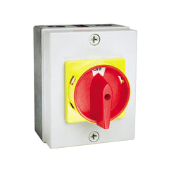 C3 Controls EDS2-325-ABS-GRY EDS2-325-ABS-GRY - (BTO) IEC Enclosed Disconnect Switch, 3 Pole, 25A, ABS Enclosure - IP65, Red/Yellow Round Operating Handle  | Midwest Supply Us