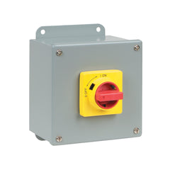 C3 Controls EDS2-325-CS-GRY EDS2-325-CS-GRY - IEC Enclosed Disconnect Switch, 3 Pole, 25A, Carbon Steel Enclosure - Type 12 and 13, Red/Yellow Round Operating Handle  | Midwest Supply Us