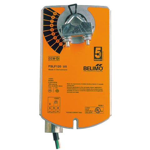 Belimo FSLF120 US Fire & Smoke Actuator | 30 in-lb | Spg Rtn | 120V | On/Off | 1m Cable  | Midwest Supply Us