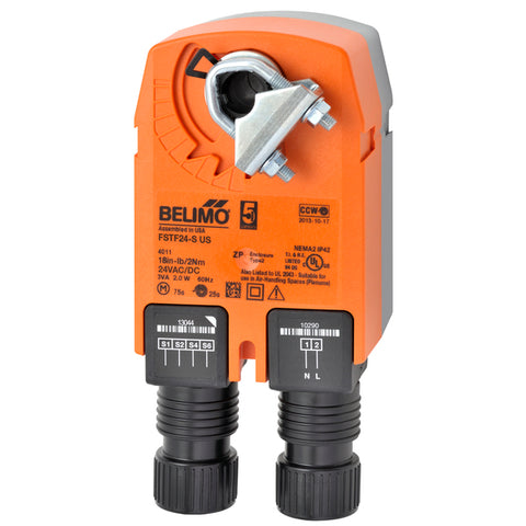 Belimo FSTF24-S US Fire & Smoke Actuator | 18 in-lb | Spring Return | 24V | On/Off | 2SPST | 1m Cable  | Midwest Supply Us