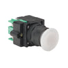 FVPPM24LW-IMCWE-NO-NO | FVPPM24LW-IMCWE-NO-NO - 30mm Main. Illum. 2-Pos. Push-Pull Pushbutton, Full Voltage, 24V AC/DC, LED White, Black Polyester Clamp Ring, Mushroom, White Lens, 2NO | C3 Controls
