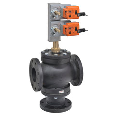 Belimo G7100+2*GMX24-MFT-X1 Globe Valve (GV), 4", 3-way, ANSI Class 125 | Valve Actuator, Non fail-safe, AC/DC 24V, 2-10V  | Midwest Supply Us