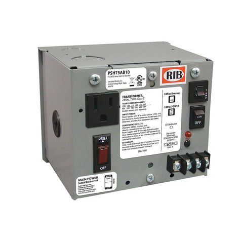 RIB RELAYS PSH75AB10 Enclosed Single 75va Multi-tap to 24vac Ul Class Ii pwr Supp 10a main breaker  | Midwest Supply Us