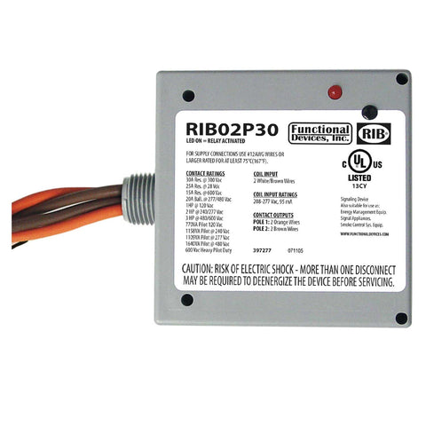 Functional Devices RIB02P30 Enclosed Relay 30Amp DPST 208-277Vac  | Midwest Supply Us