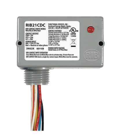 RIB RELAYS RIB21CDC Enclosed pilot Relayclass2 Dry Contact Input120-277vac pwr 10a Spdt  | Midwest Supply Us