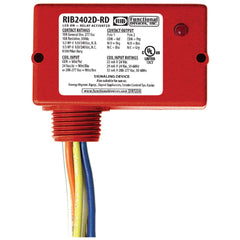 Functional Devices RIB2402D-RD Enclosed Relay 10Amp DPDT 24Vac/dc/208-277Vac Red Hsg  | Midwest Supply Us