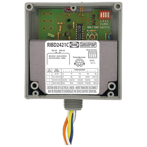 RIB RELAYS RIBD2421C Enclosed Time Delay Relay 10Amp SPDT 24Vac/dc, 120-277Vac  | Midwest Supply Us