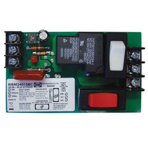 Functional Devices RIBM2401SBC Panel Relay 4.00x2.35in 20Amp SPDT + Override 24Vac/dc/120Vac  | Midwest Supply Us