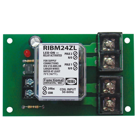 Functional Devices RIBM24ZL Panel Relay 4.00x2.35in 30Amp DPST-NO 24Vac/dc  | Midwest Supply Us