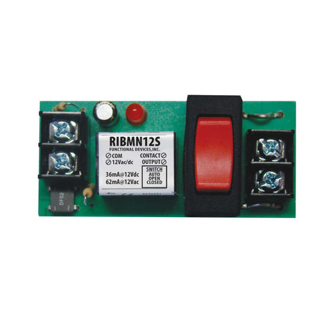 Functional Devices RIBMN12S Panel Relay 2.75in 15Amp SPST + Override 12Vac/dc  | Midwest Supply Us