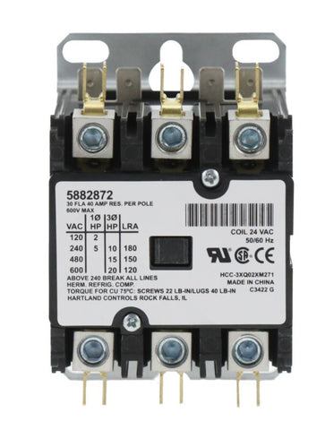 York S1-5882872 24v 30A 3 pole Contactor  | Midwest Supply Us