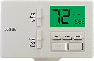 LUXPRO THERMOSTATS P711-010 24v/Millivolt Dual Powered Digital Programmable / Non Programmable Conventional / Heat Pump Single Stage Horizontal Mount Thermostat With Temp Limits 1H-1C 45-90F Replaces P711  | Midwest Supply Us