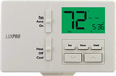LUXPRO THERMOSTATS P711-010 24v/Millivolt Dual Powered Digital Programmable / Non Programmable Conventional / Heat Pump Single Stage Horizontal Mount Thermostat With Temp Limits 1H-1C 45-90F Replaces P711  | Midwest Supply Us