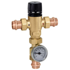 CALEFFI 521516AC 3/4" Press 3 Way Mixing Valve W/Gauge And Inlet Checks 85-150F Cv=3  | Midwest Supply Us