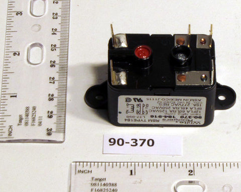 WHITE-RODGERS 90-370 Fan Relay Type 184 24 Vac Coil 50/60 Hz Spdt. Coil Data: 77 Ohms Dc Resistance 1  | Midwest Supply Us