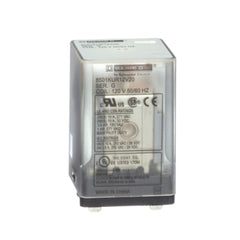 Schneider Electric (Square D) 8501KUR12V20 General Purpose Plug-In Relay Blade, DPDT, 120V AC, 10A at 250V AC, Clear Cover  | Midwest Supply Us