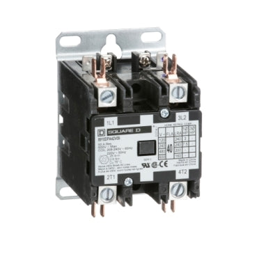 Square D 8910DPA42V09 Definite Purpose Contactor Type DPA, 40A, 2-Poles, 220 VAC 50HZ, 208-240 VAC 60Hz  | Midwest Supply Us